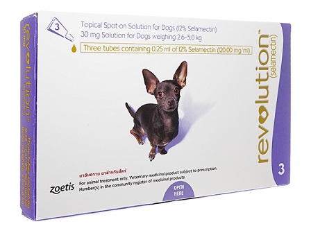 レボリューション 超小型犬用 （6週齢以上及び体重2.6kg～5.0kg）Revolution 30mg for Dogs  